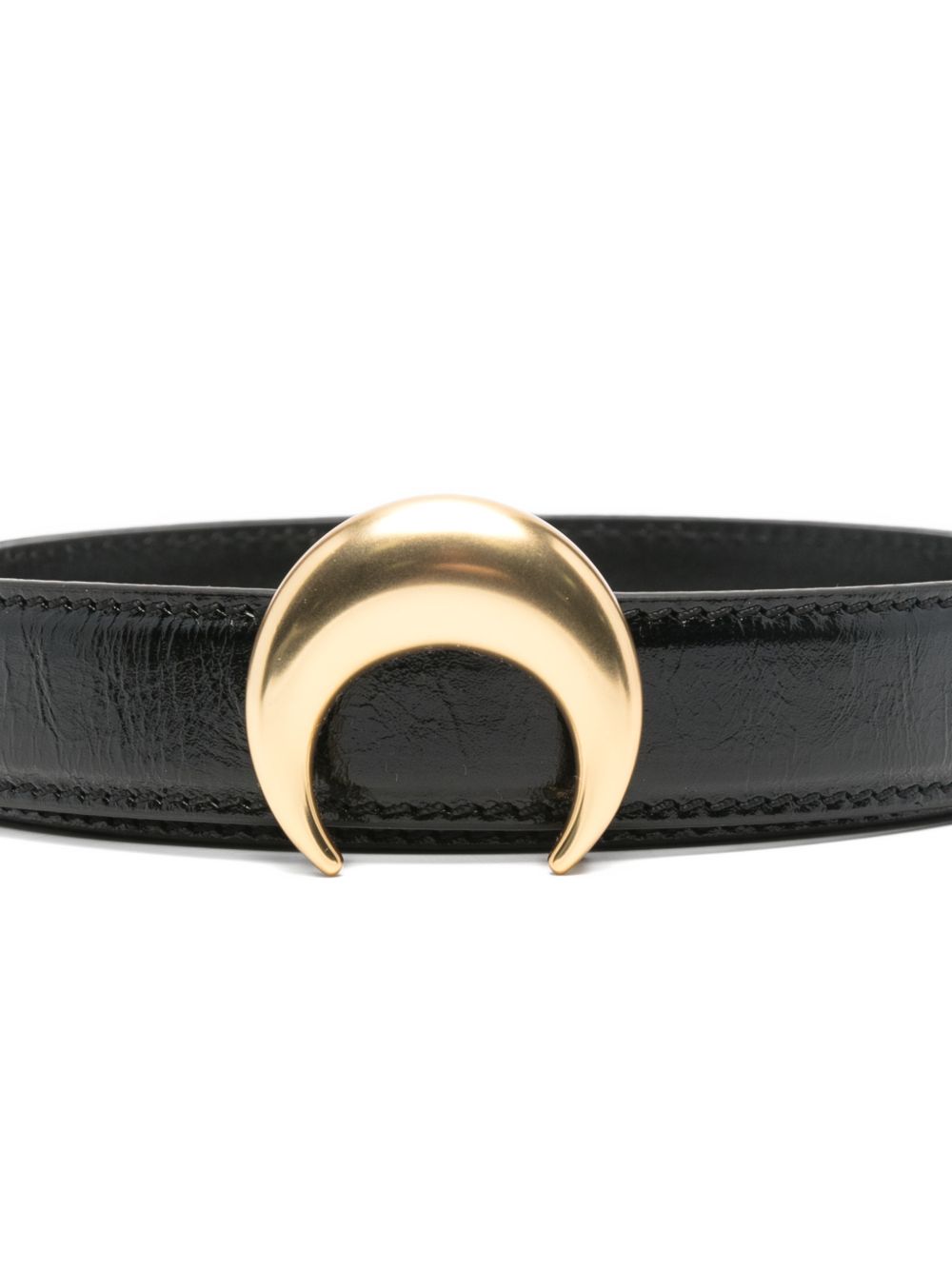 Smooth Leather Moon Belt WLG001ACLEA0004 BK93 BLACK GOLD MARINE SERRE 