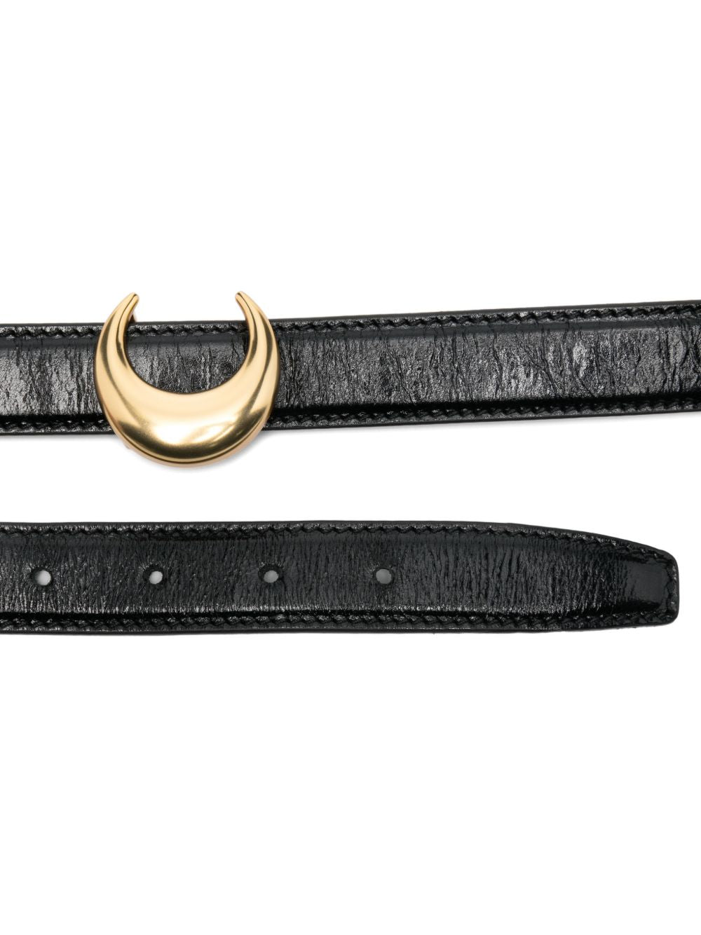 Smooth Leather Moon Belt WLG001ACLEA0004 BK93 BLACK GOLD MARINE SERRE 
