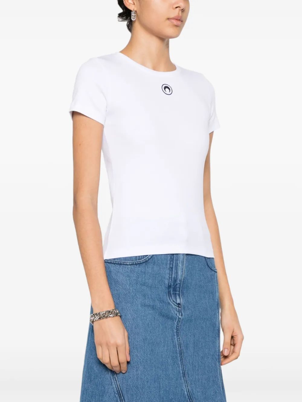 Moon Logo Baby Fit T-shirt WTT012ACJER0008 WH10 WHITE MARINE SERRE 