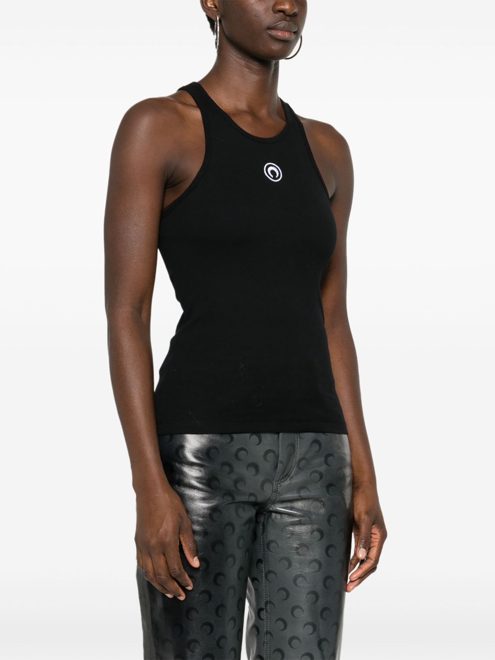Moon Logo Ribbed Tank Top WTT014ACJER0011 BK99 BLACK MARINE SERRE 