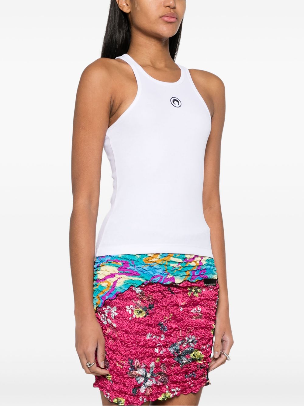Moon Logo Ribbed Tank Top WTT014ACJER0011 WH10 WHITE MARINE SERRE 