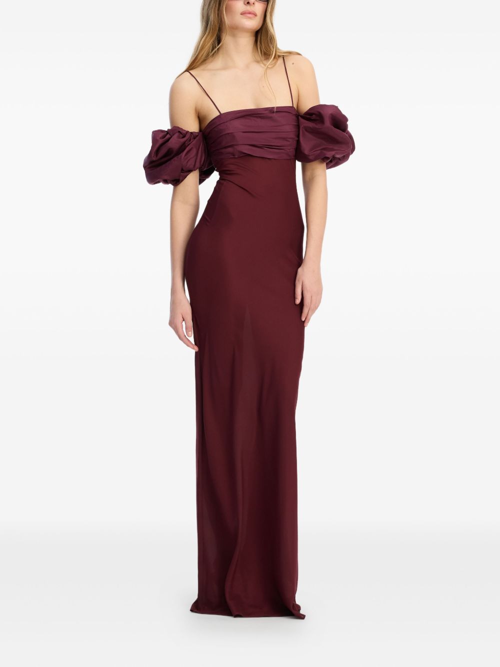 Maxi Abito In Chiffon Maniche Sbuffo 1149802734 2734 ZINFANDEL ROTATE 