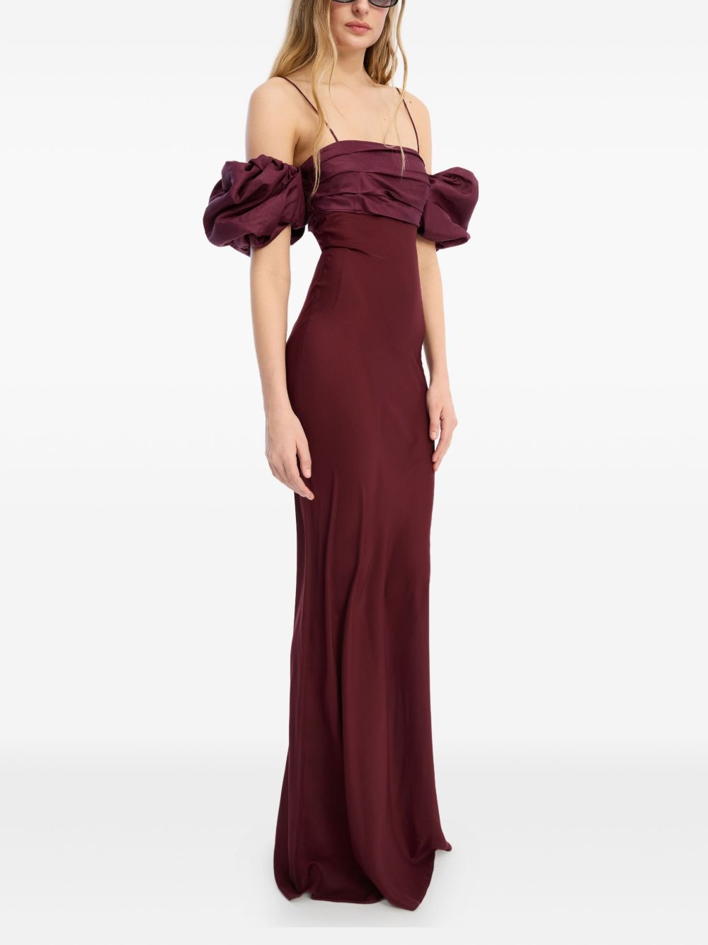 Maxi Abito In Chiffon Maniche Sbuffo 1149802734 2734 ZINFANDEL ROTATE 