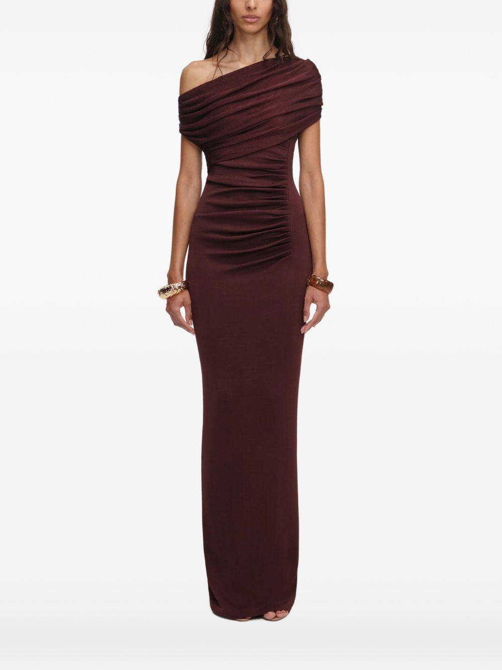 Abito Midi In Maglia Con Drappeggio RS26108MBR BROWN SELF-PORTRAIT 