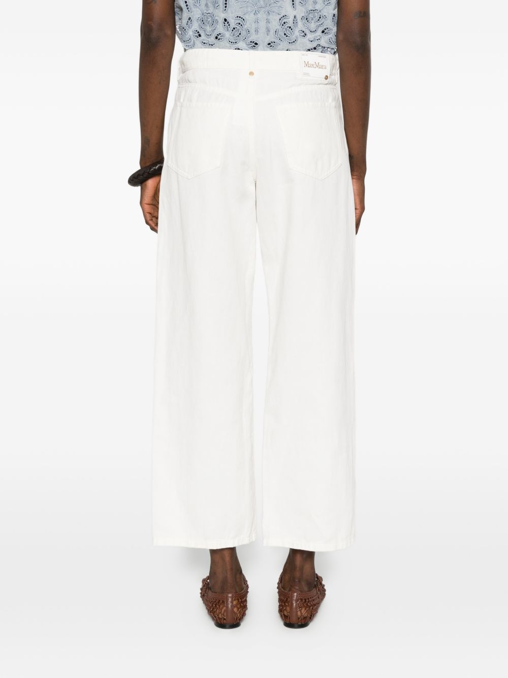 Pantaloni In Drill Di Cotone Leggero SMMONORATA 001 BIANCO S MAX MARA 