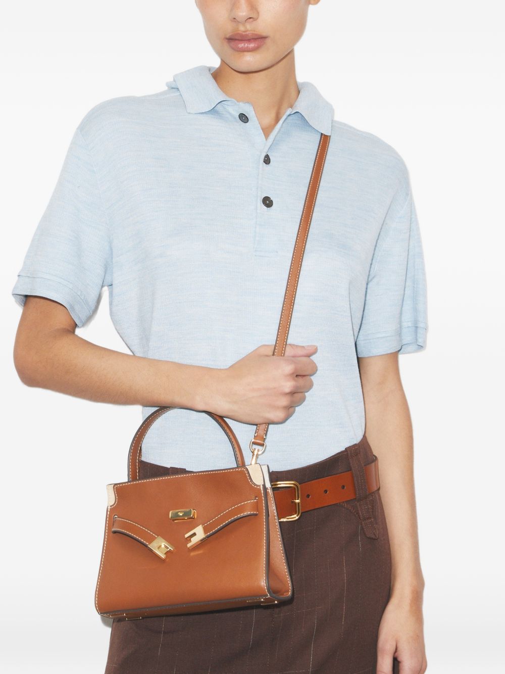 Petite Double Bag 178830 201 AGED TAN TORY BURCH 