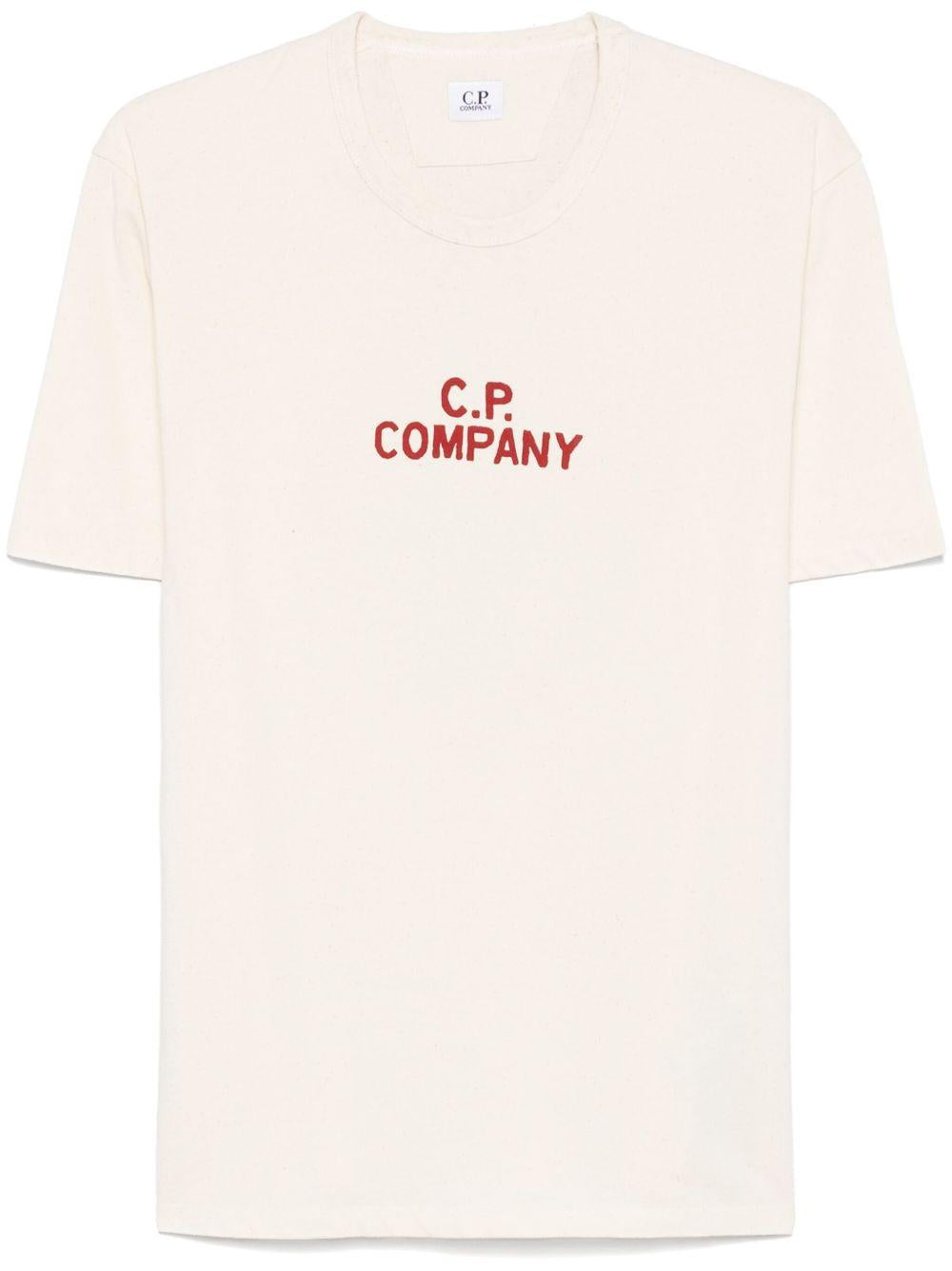 Natural Jersey Logo T-Shirt 18CMTS252A110094W 402 PISTACHIO SHELL CP COMPANY 