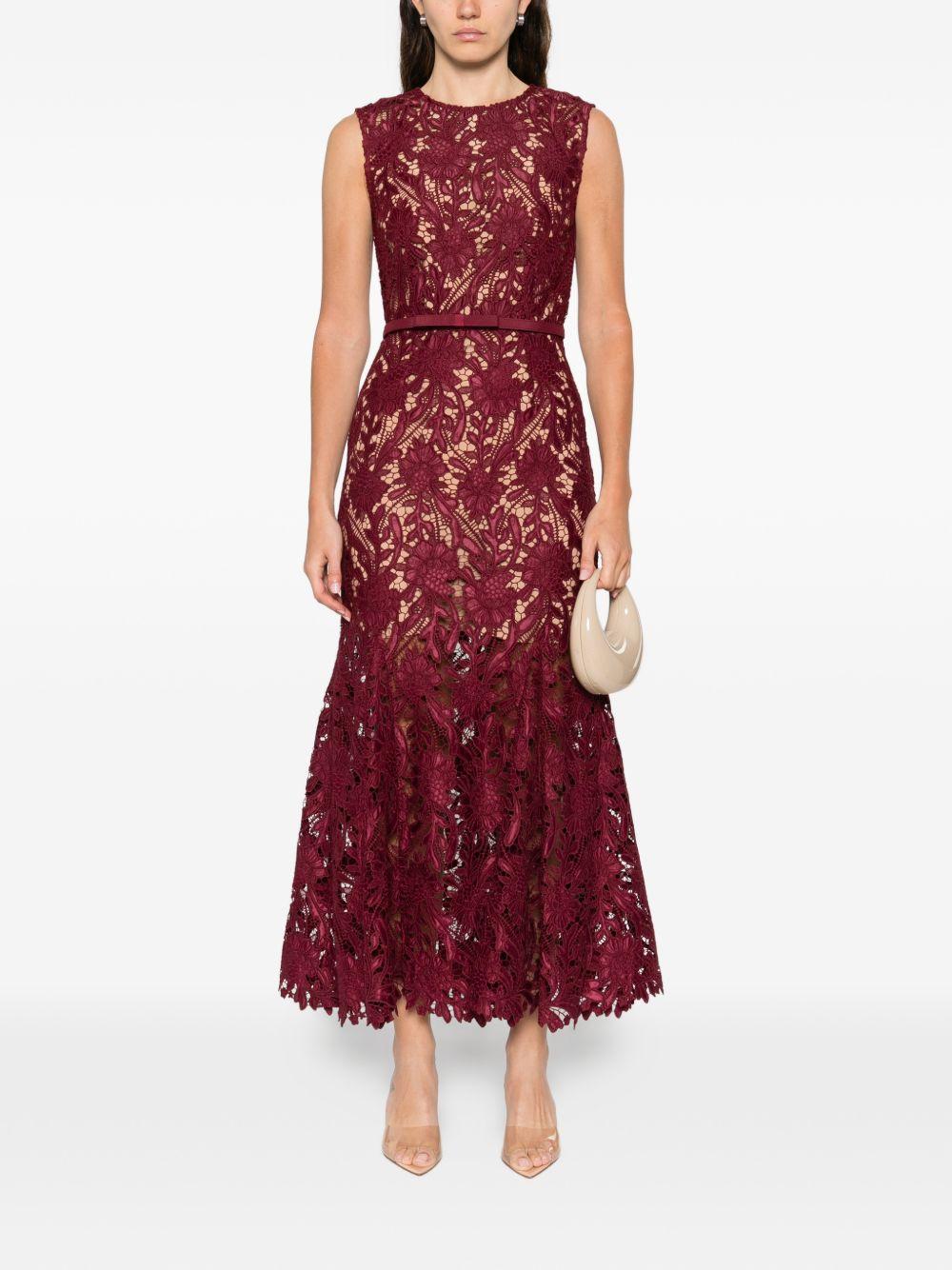 Abito Midi In Pizzo RS26167MABU BURGUNDY SELF-PORTRAIT 