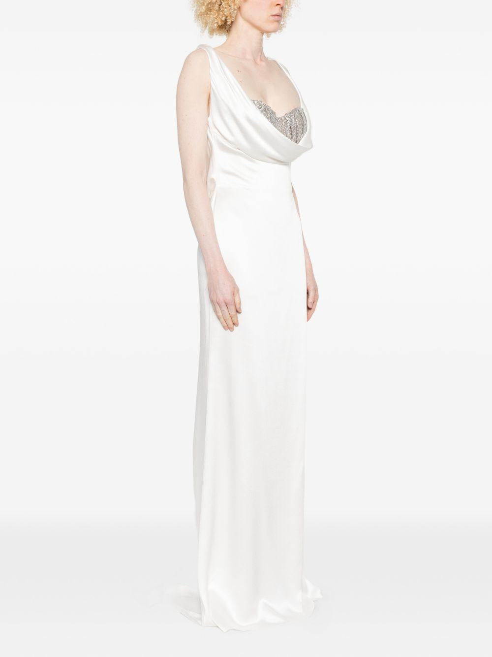 Long Dress con Drappo 06PSDR519YC16314 01 OFF WHITE GIUSEPPE DI MORABITO 