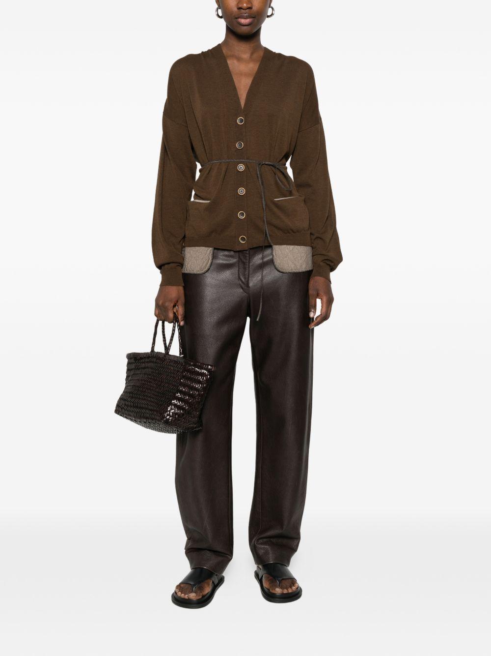 Contrast Panel Cardigan UK7136 UW600 BROWN UMA WANG 