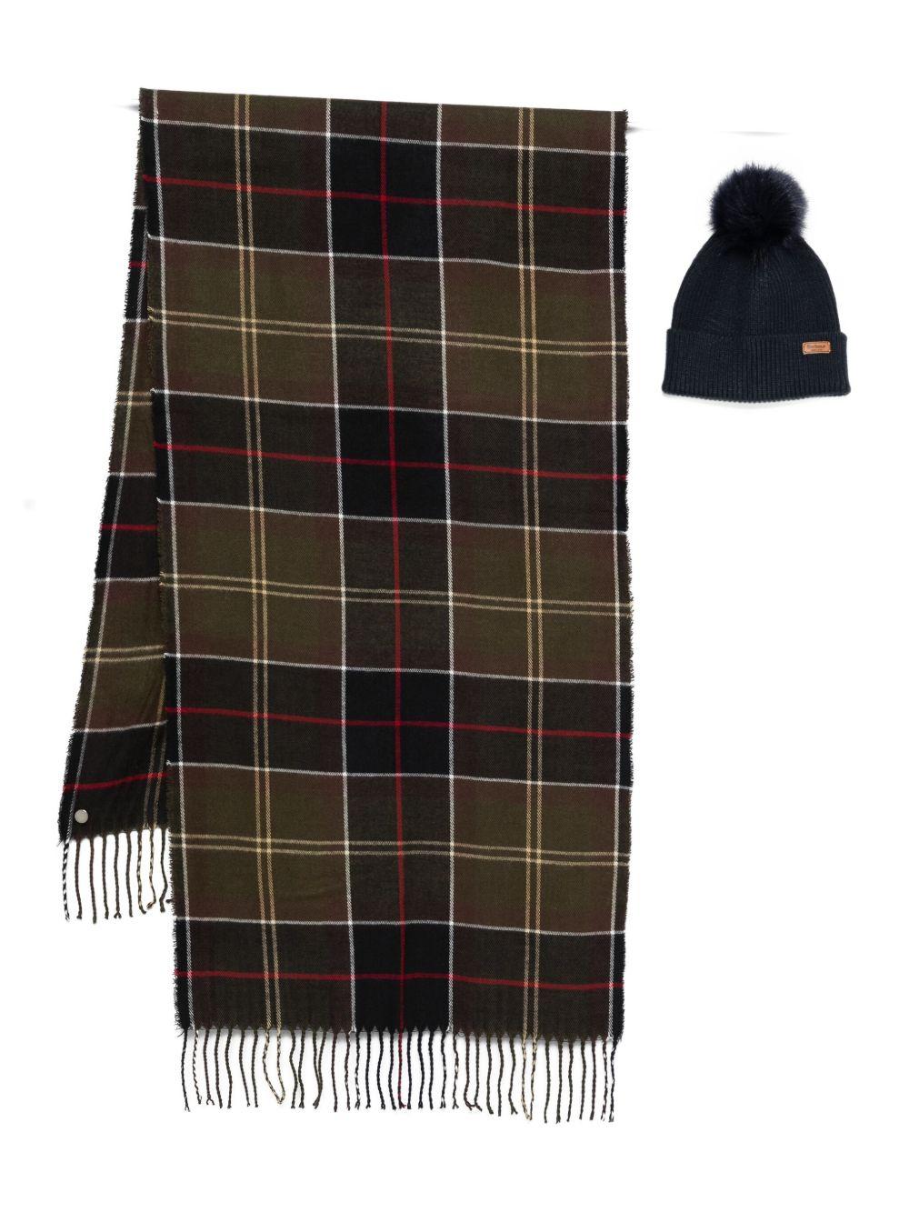 Set Sciarpa e Berretto Tartan Barbour LGS0054LGS GY31 MONOCHROME TARTAN BARBOUR 