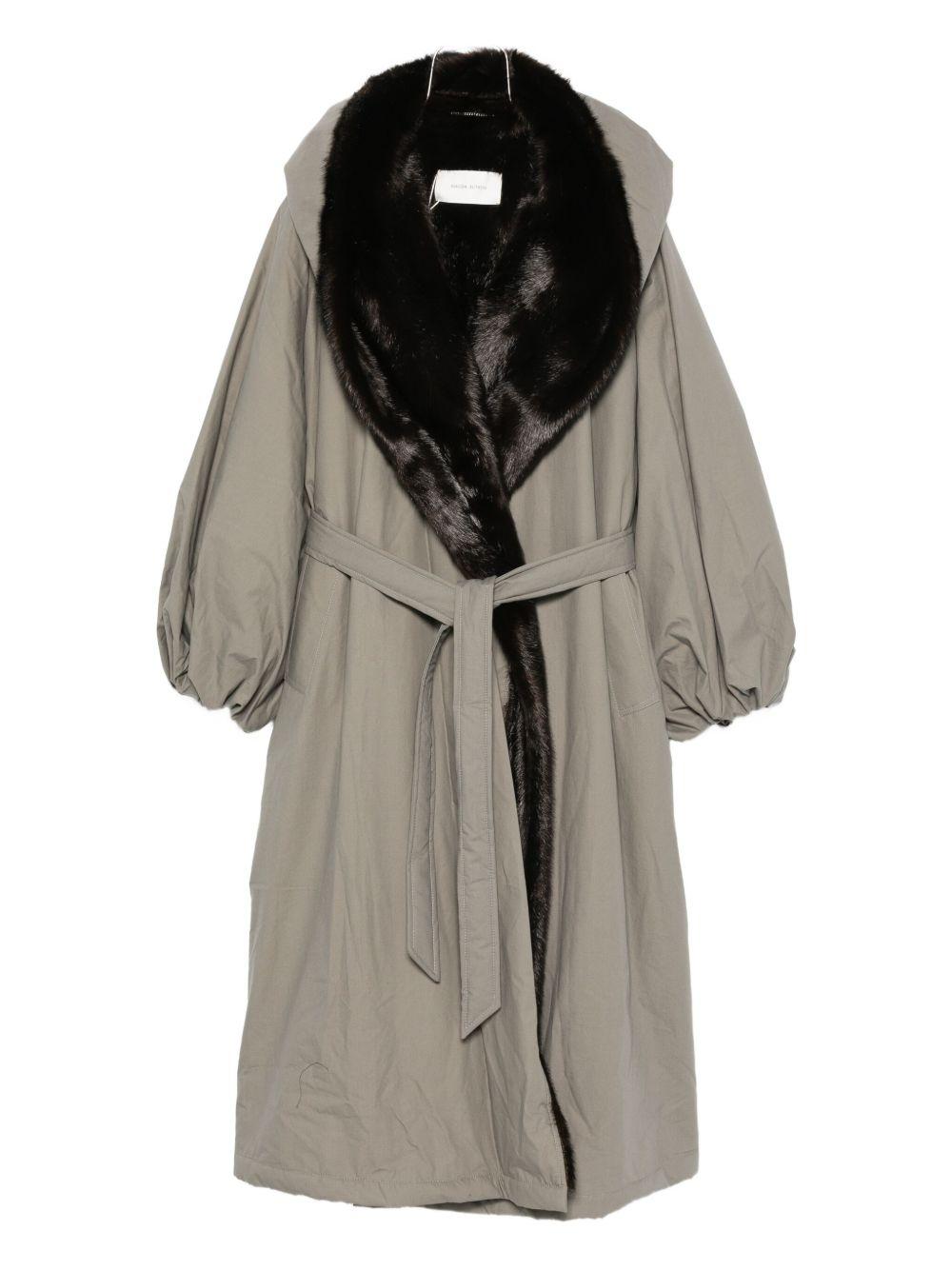 Faux Fur Hooded Coat in Grey Cotton 226925 GREY MAGDA BUTRYM 