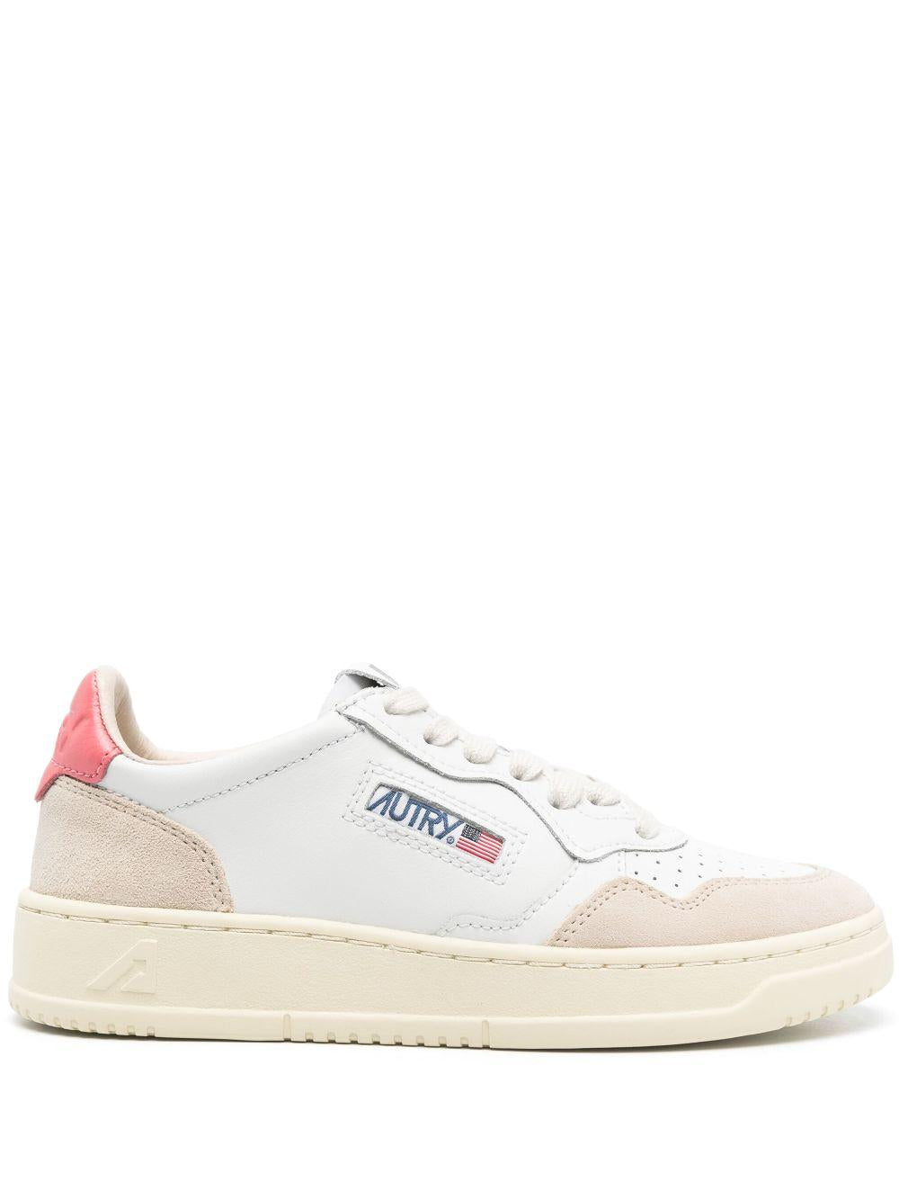 Medalist Low sneakers in pelle e suede bianca e tearose AULWLS78 WHITE TEAROSE AUTRY 