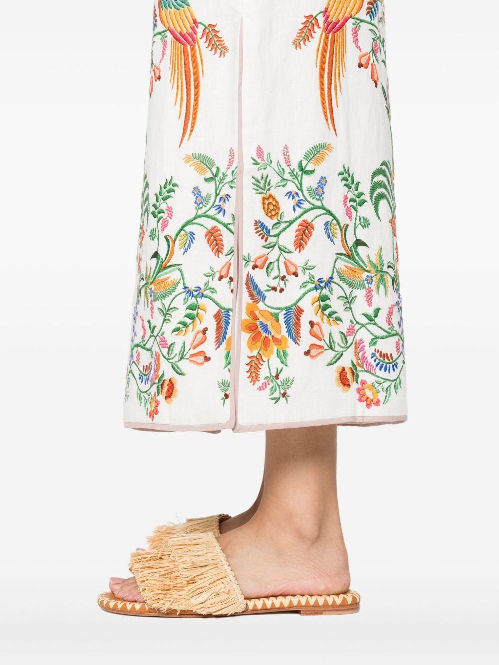 Gonna midi Off-White Delicate Forest in lino Euroflax™ 336218 25022 DELICATE FOREST FARM RIO 