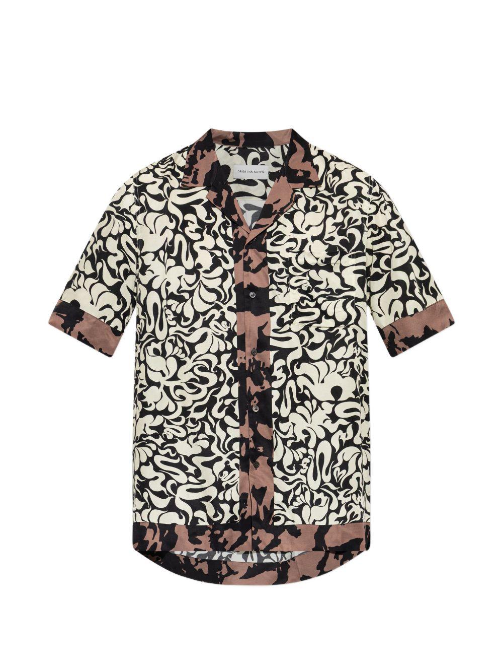 Boxy Viscose Shirt CARLTONE3084 900 BLACK DRIES VAN NOTEN 