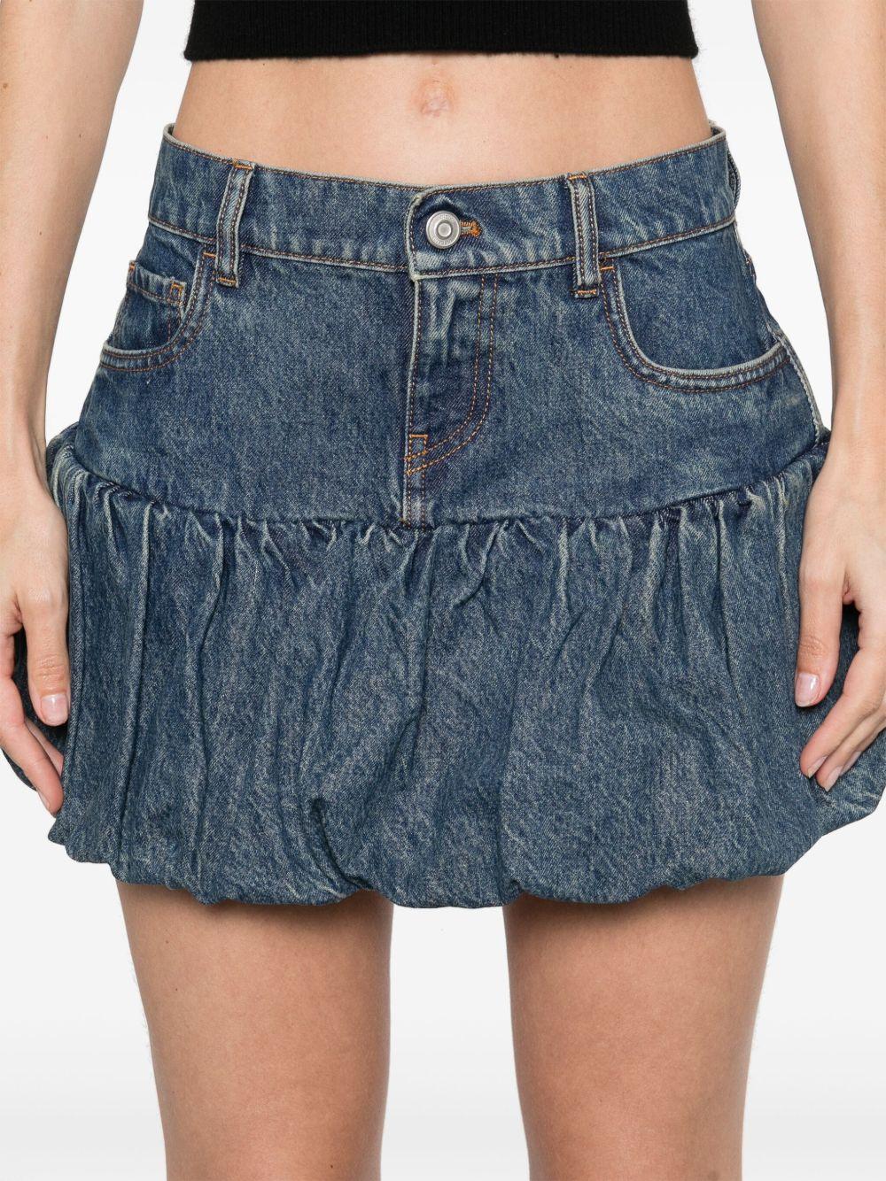 Gathered Hem Denim Mini Skirt COPJ76F2014 BLUE VINTAGE COPERNI 