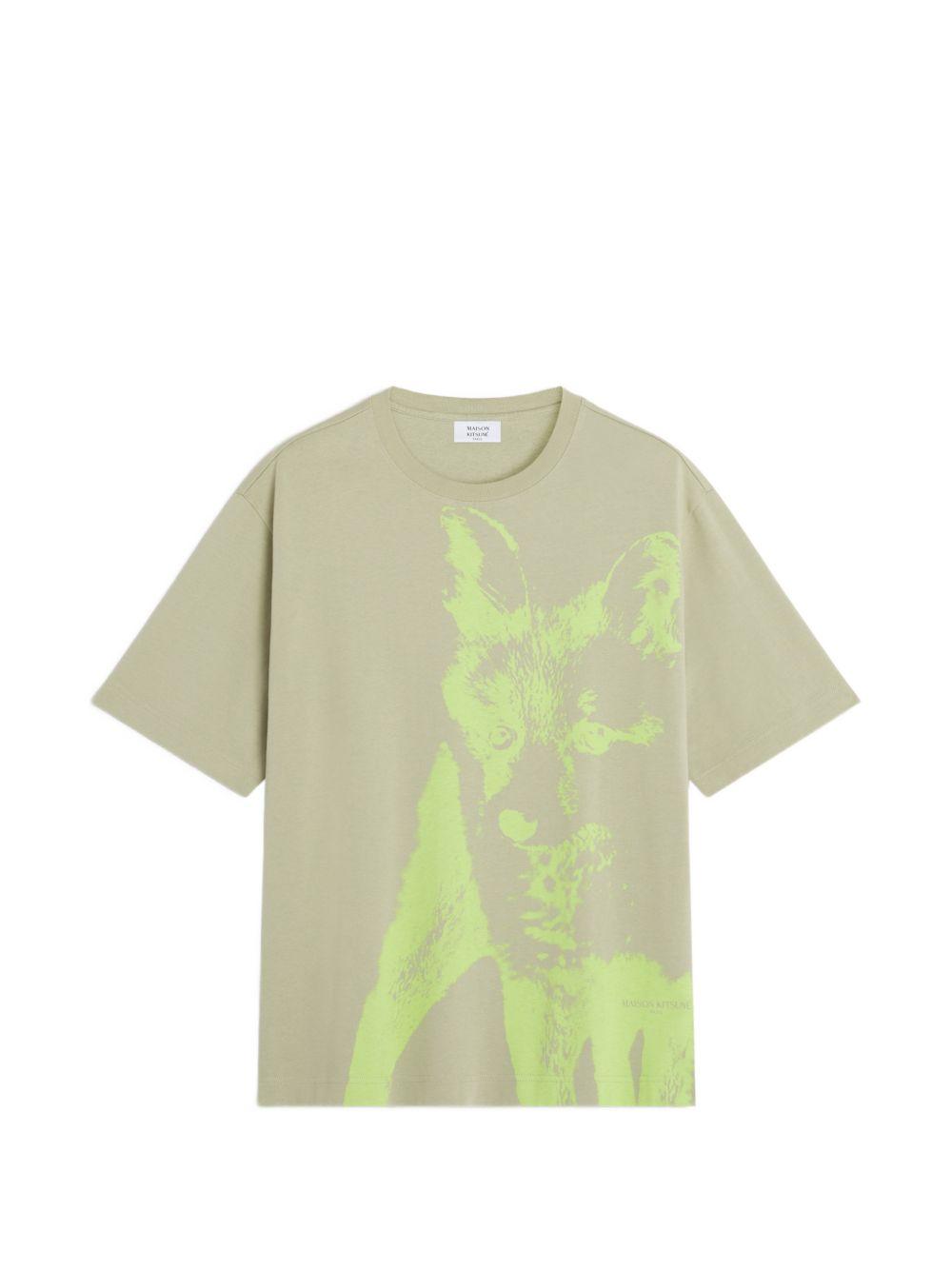T-shirt Fox Cub QM00114KJ0119 0451 DUSTY GREEN MAISON KITSUNE 