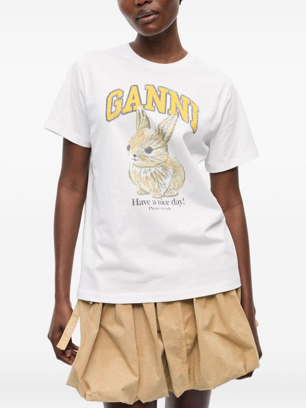 White Relaxed Jersey Bunny T-shirt T4273 151 BRIGHT WHITE GANNI 