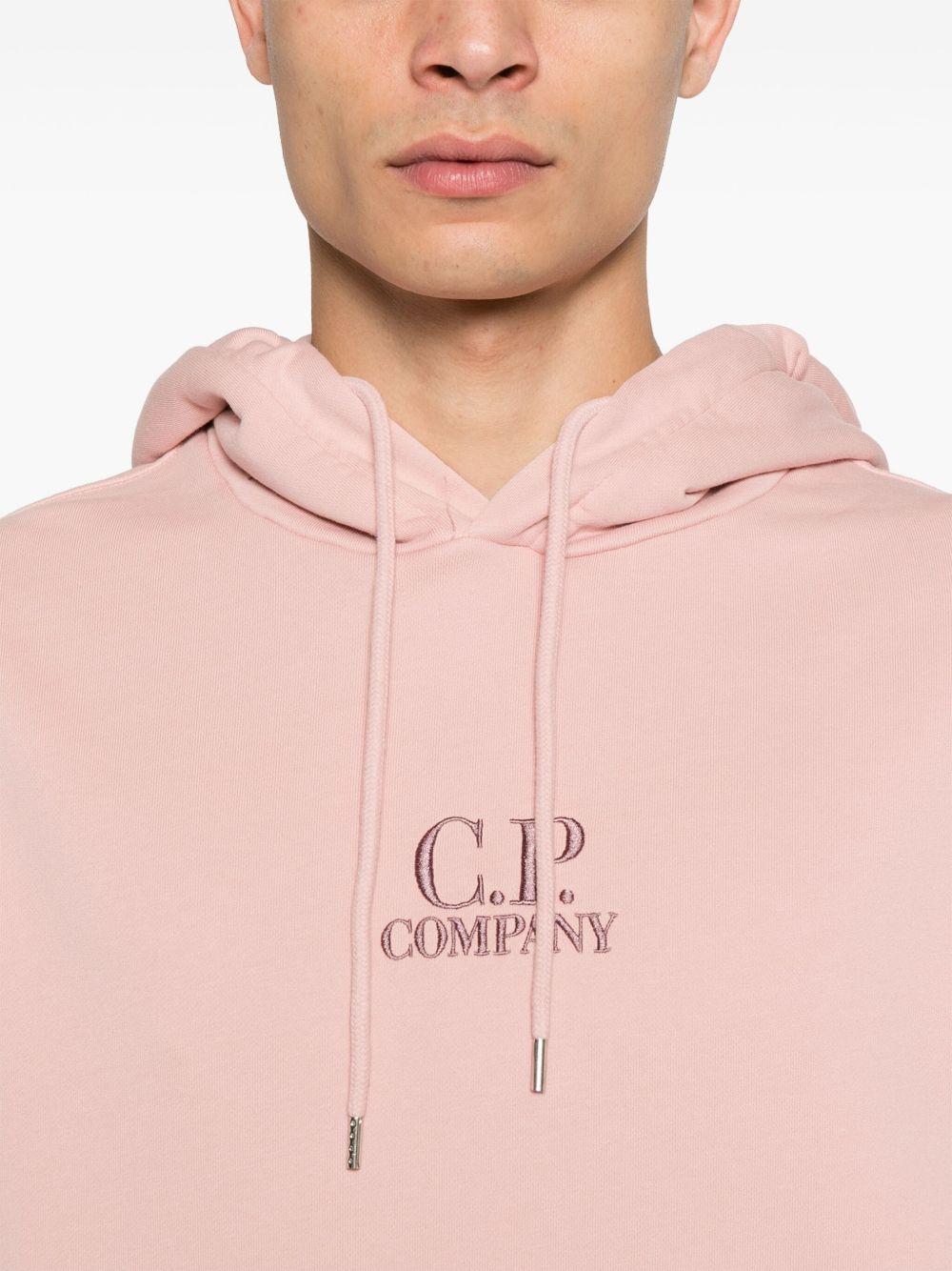 Cotton Diagonal Fleece Resist Dyed Hooded Logo Sweatshirt 18CMSS099B110044R 520 MISTY ROSE CP COMPANY 