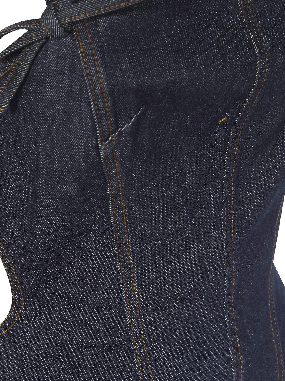 Indigo Denim Bow Mini Dress SS26802SBL INDIGO SELF-PORTRAIT 