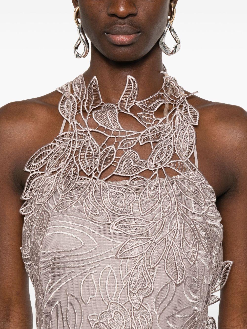 Abito lungo in macramé foliage A0473139 81 ALBERTA FERRETTI 