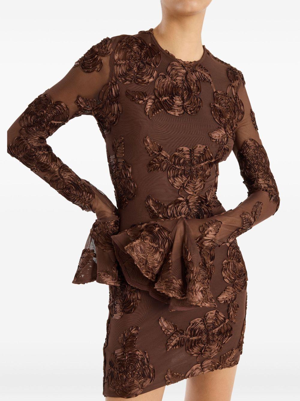 Flower Mesh Mini Dress Dark Brown 1146312910 2910 CHICORY COFFEE ROTATE 