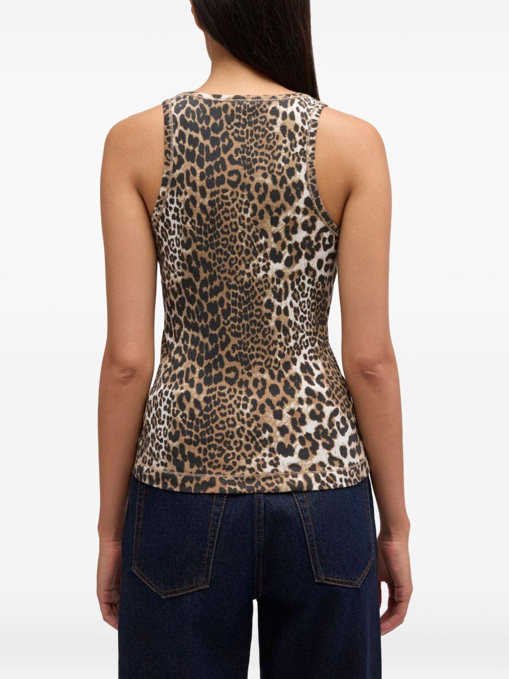 Soft Cotton Rib Tank Top A1050073 943 LEOPARD GANNI 
