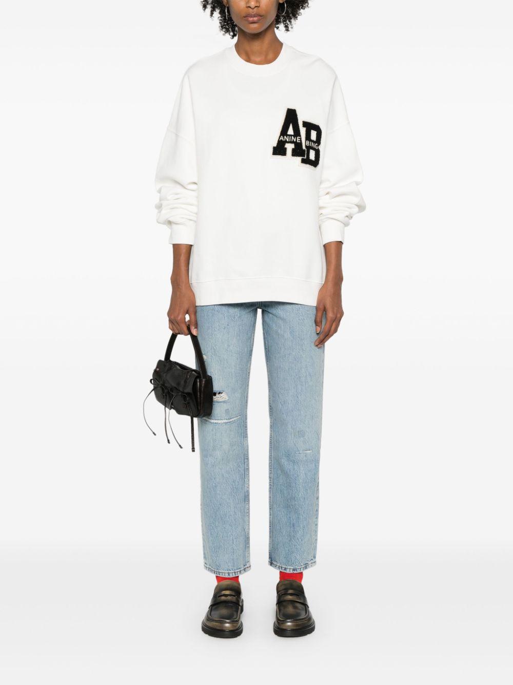 Miles Oversized Sweatshirt Letterman - Off White A0810074OFW1 OFF WHITE ANINE BING 