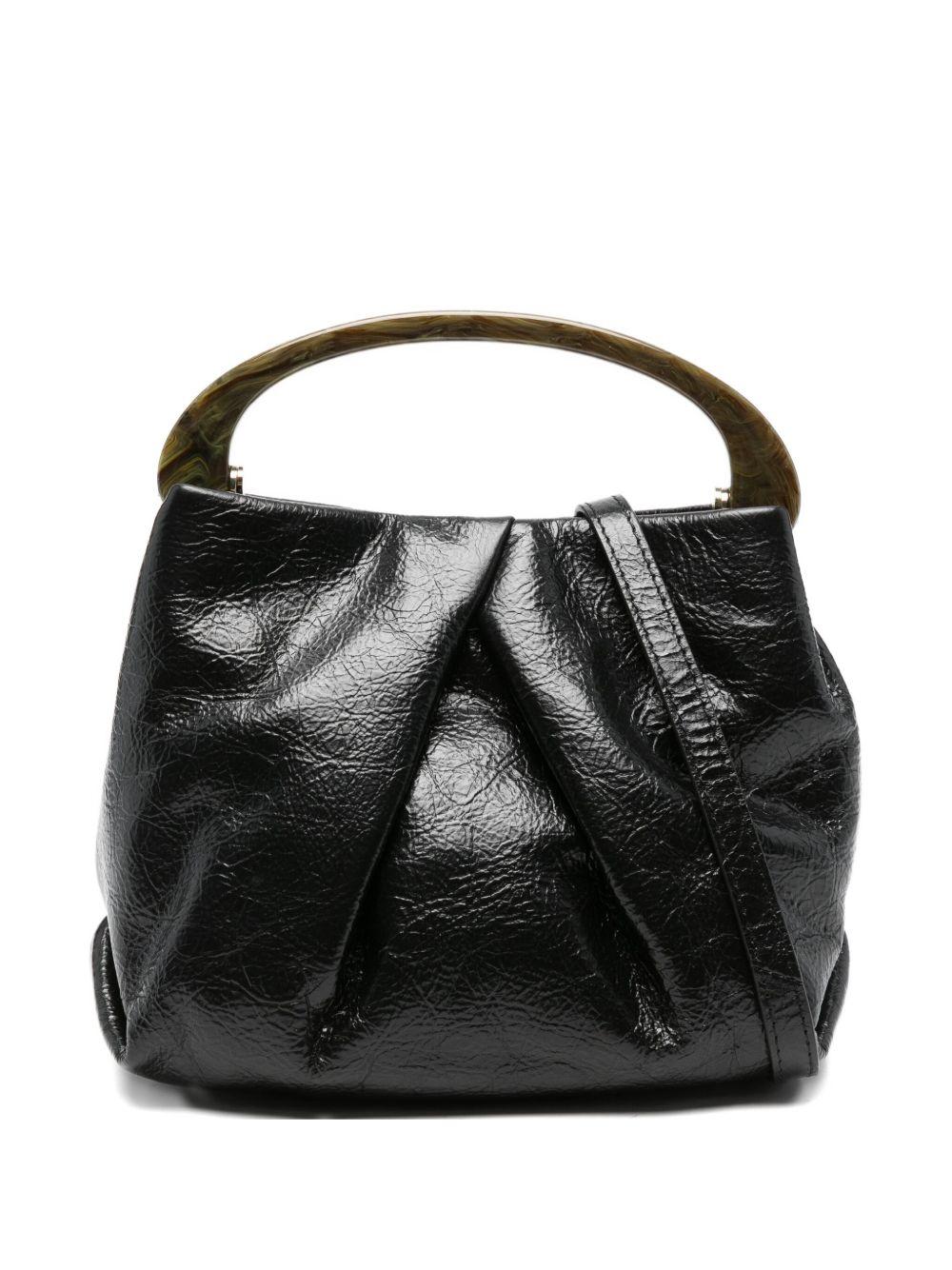 Small Pleated Leather Bag BW252CRISP709150 900 BLACK DRIES VAN NOTEN 