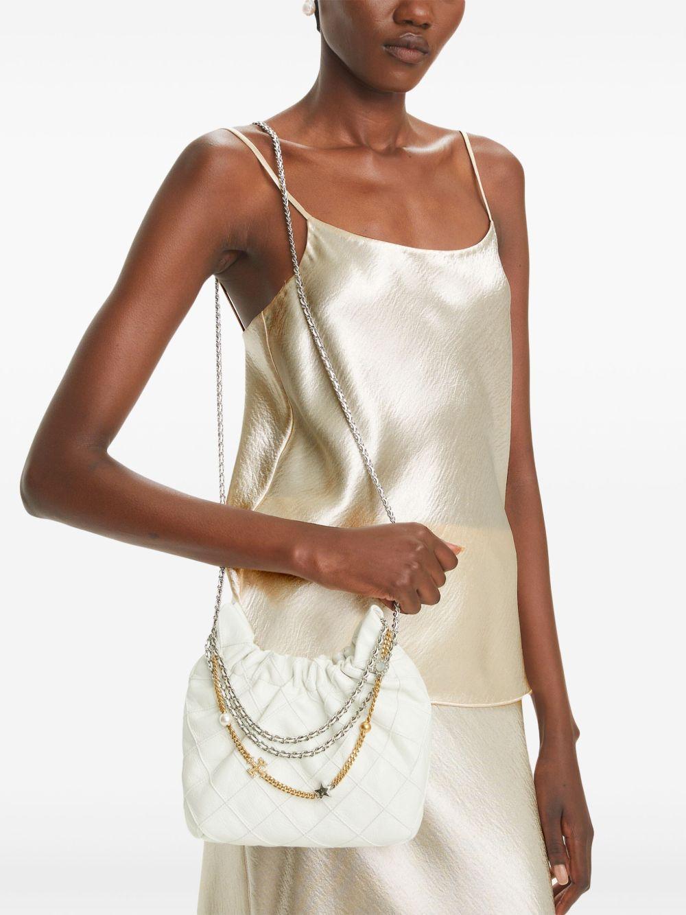 Borsa a mano Fleming con effetto consumato 164022 100 WHITE TORY BURCH 