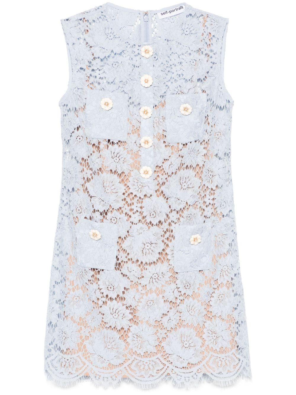 Fine-lace mini dress SS25044SBL BLUE SELF-PORTRAIT 