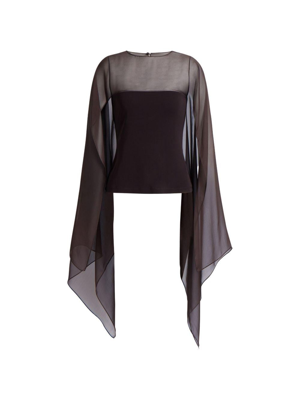 Top con maniche in chiffon A02200124 0102 MARRONE ALBERTA FERRETTI 
