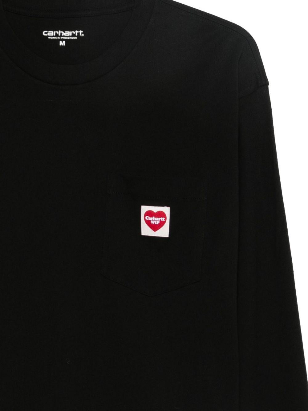 L/S Pocket Heart T-Shirt<BR/> I035300 1V2XX BLACK RED CARHARTT WIP 
