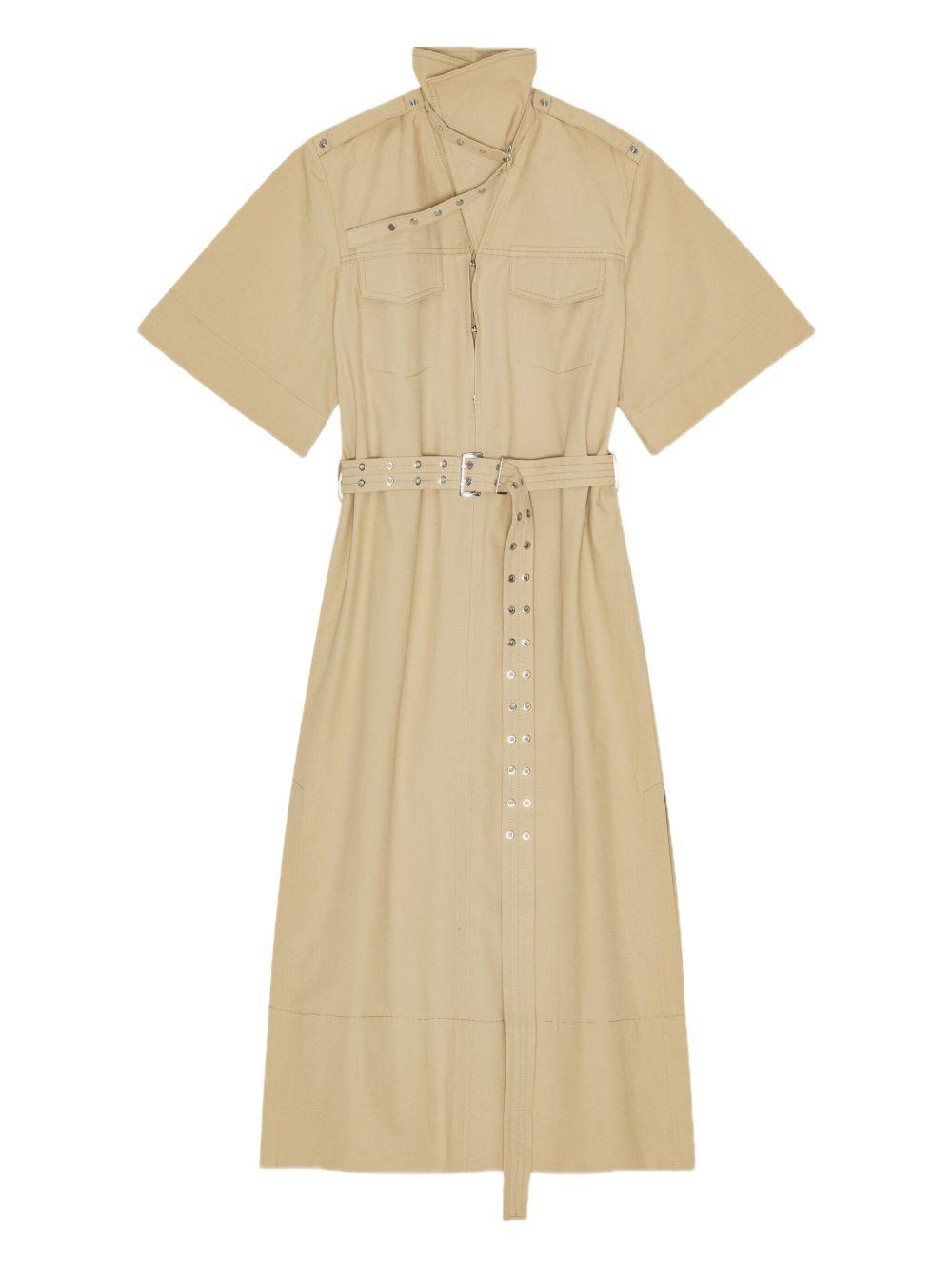 Beige Stretch Cotton Dress W0509 531 PALE KHAKI GANNI 
