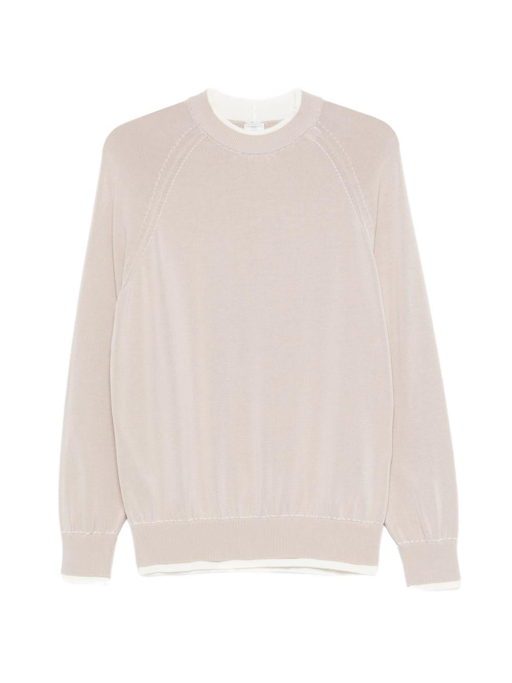 Maglia girocollo in fresco cotone M76MAGM28MAG0M015 0201 SABBIA BIANCO ELEVENTY 