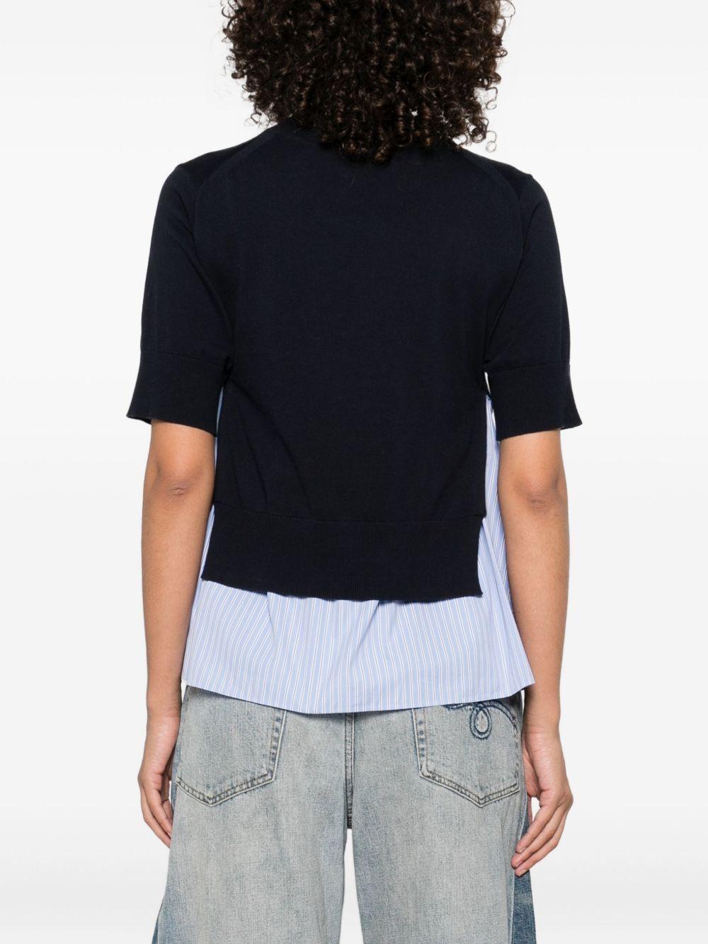 Navy Poplin & Cotton Jersey T-shirt 2508012 250 NAVY BLUE STRIPE SACAI 
