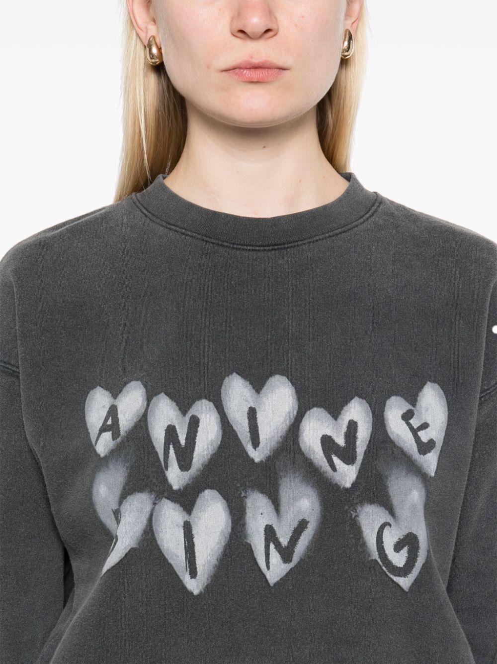 Spencer Sweatshirt Hearts - Washed Black A0810517 WBL1 WASHED BLACK ANINE BING 