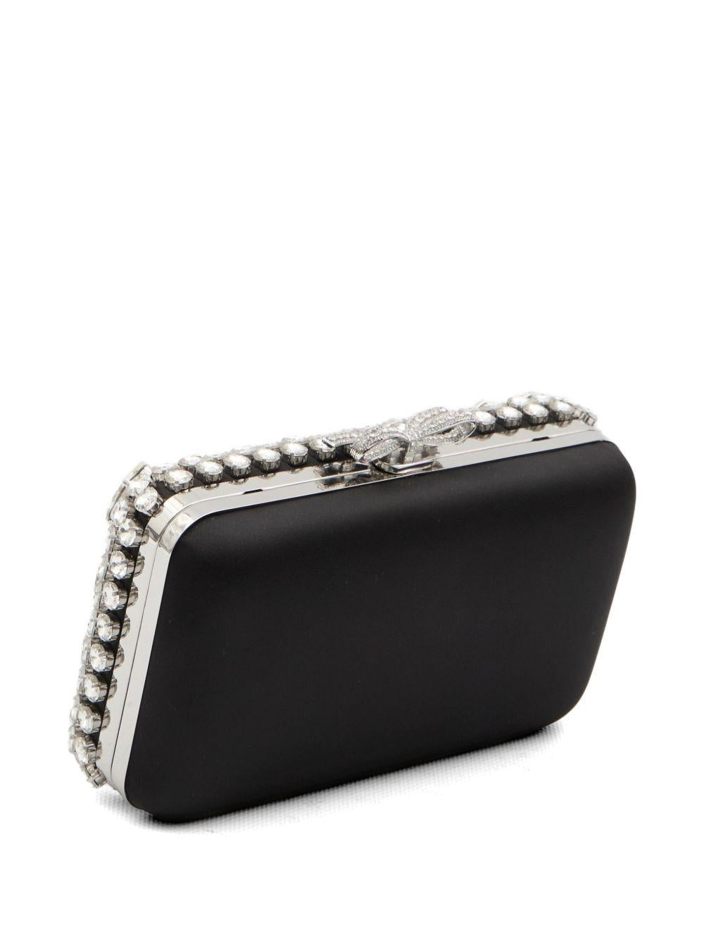 Black Satin Crystal Clutch Bag SS26305AB BLACK SELF-PORTRAIT 