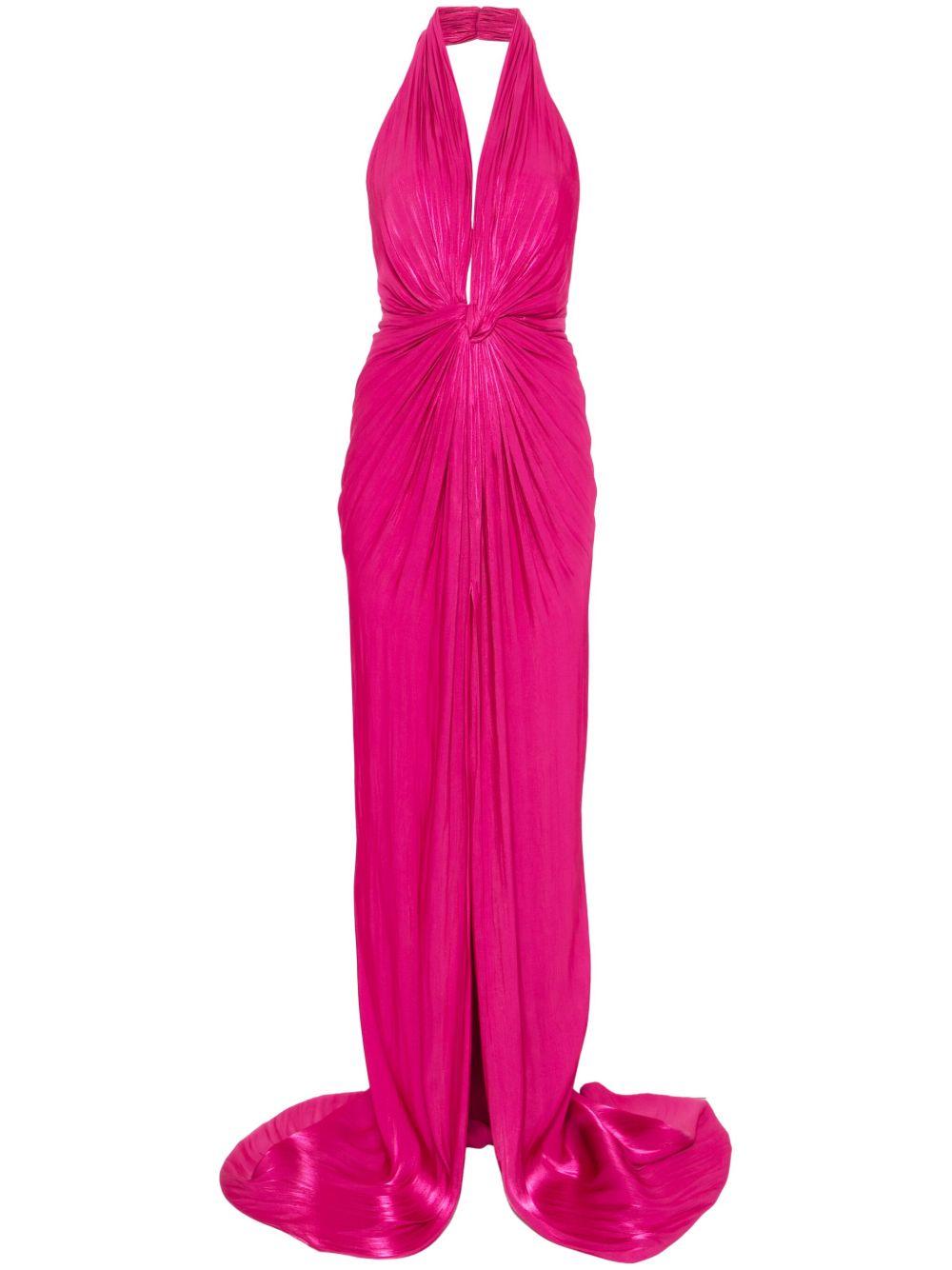 Colette Lurex Georgette Halterneck Gown<BR/> PS2342 MAGENTA COSTARELLOS 