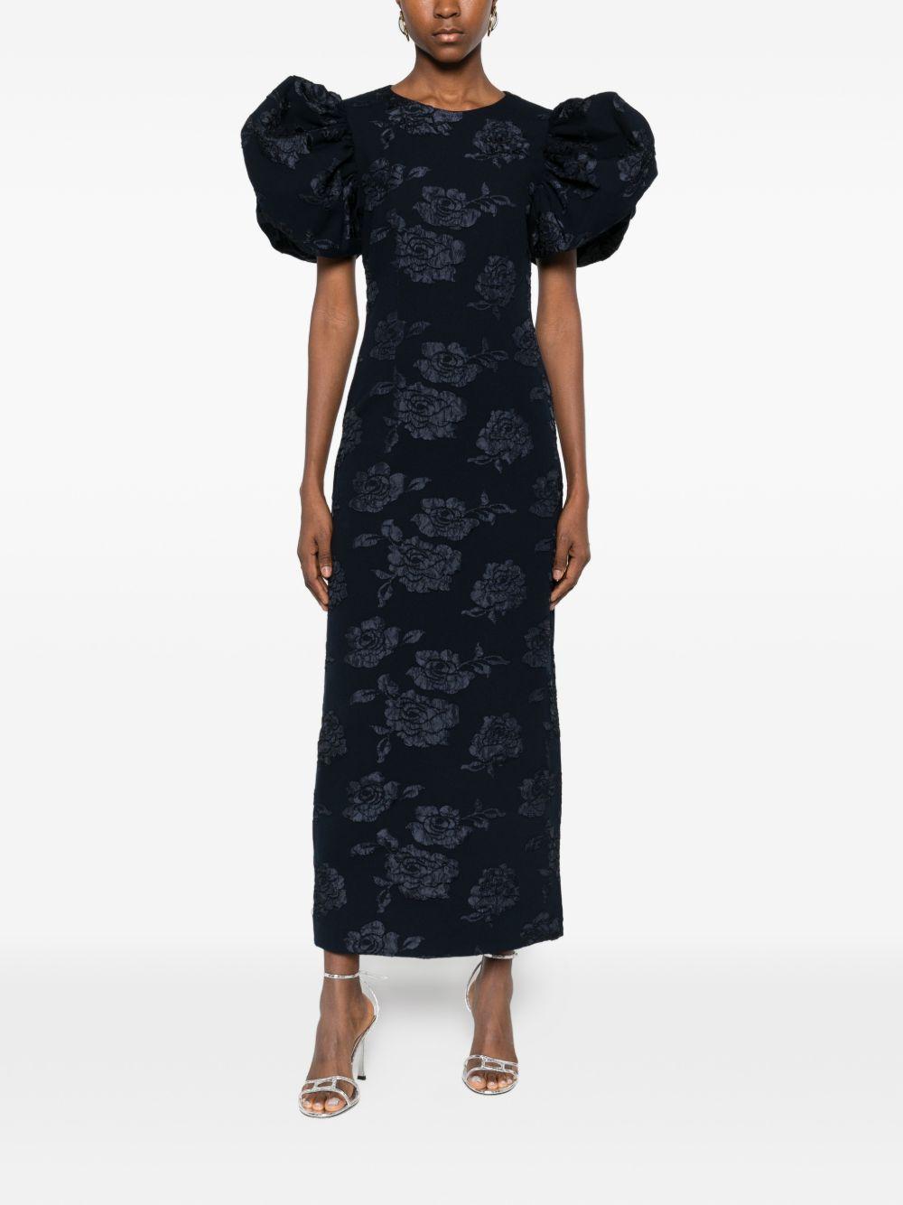 Jacquard Midi Puff Dress Dark Blue 1151172318 2318 SKY CAPTAIN ROTATE 