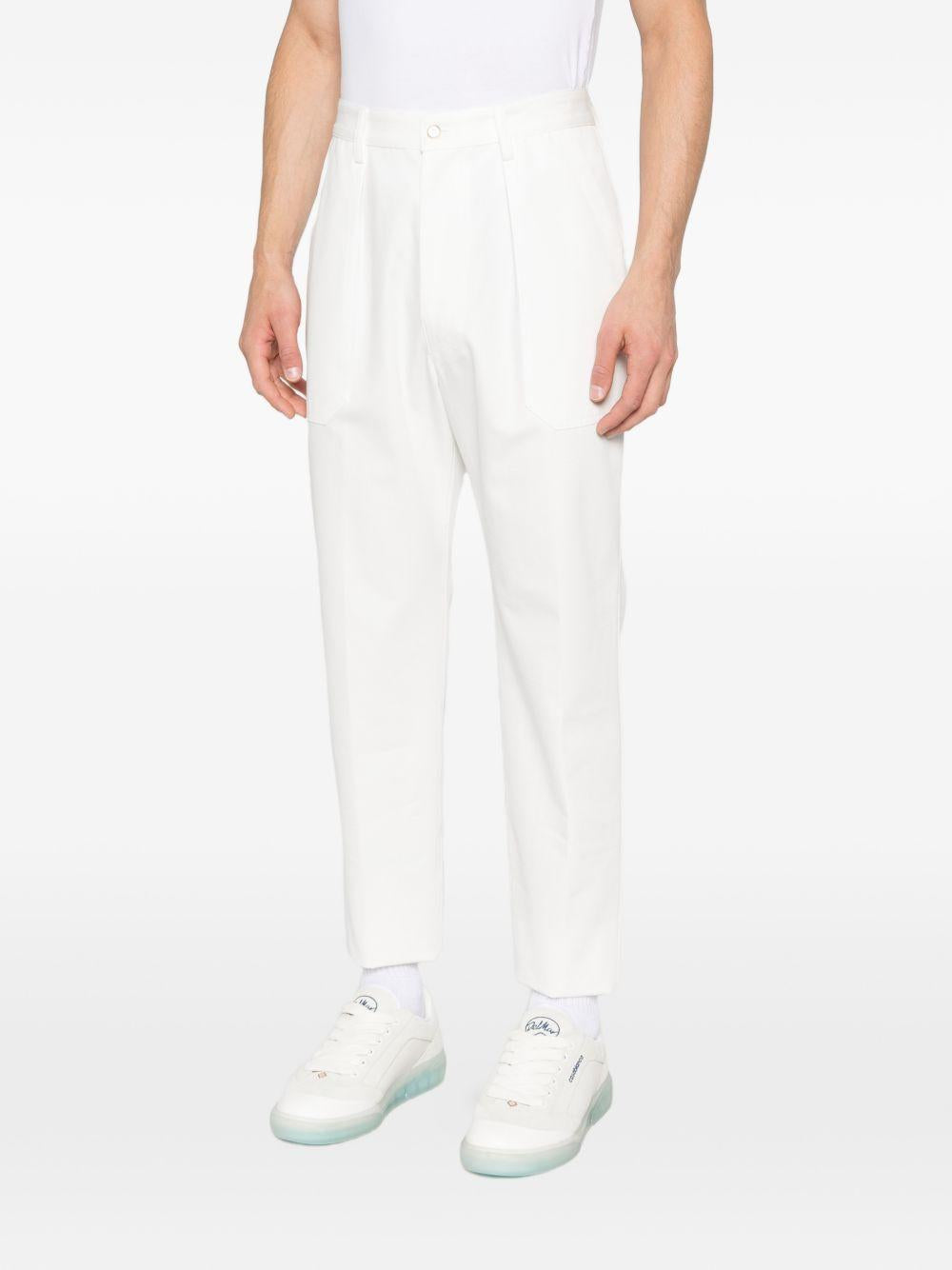 Pantalone in cotone con pinces M75PANM12TES0M143 01 BIANCO ELEVENTY 