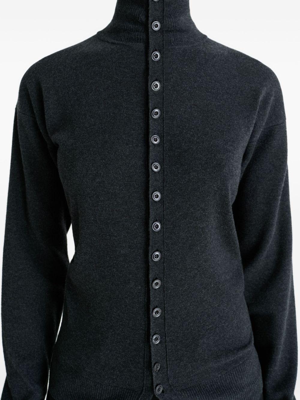 Buttoned Fitted Cardigan - Fine Wool TO1431LK1045 BK981 ANTRACITE MELANGE LEMAIRE 