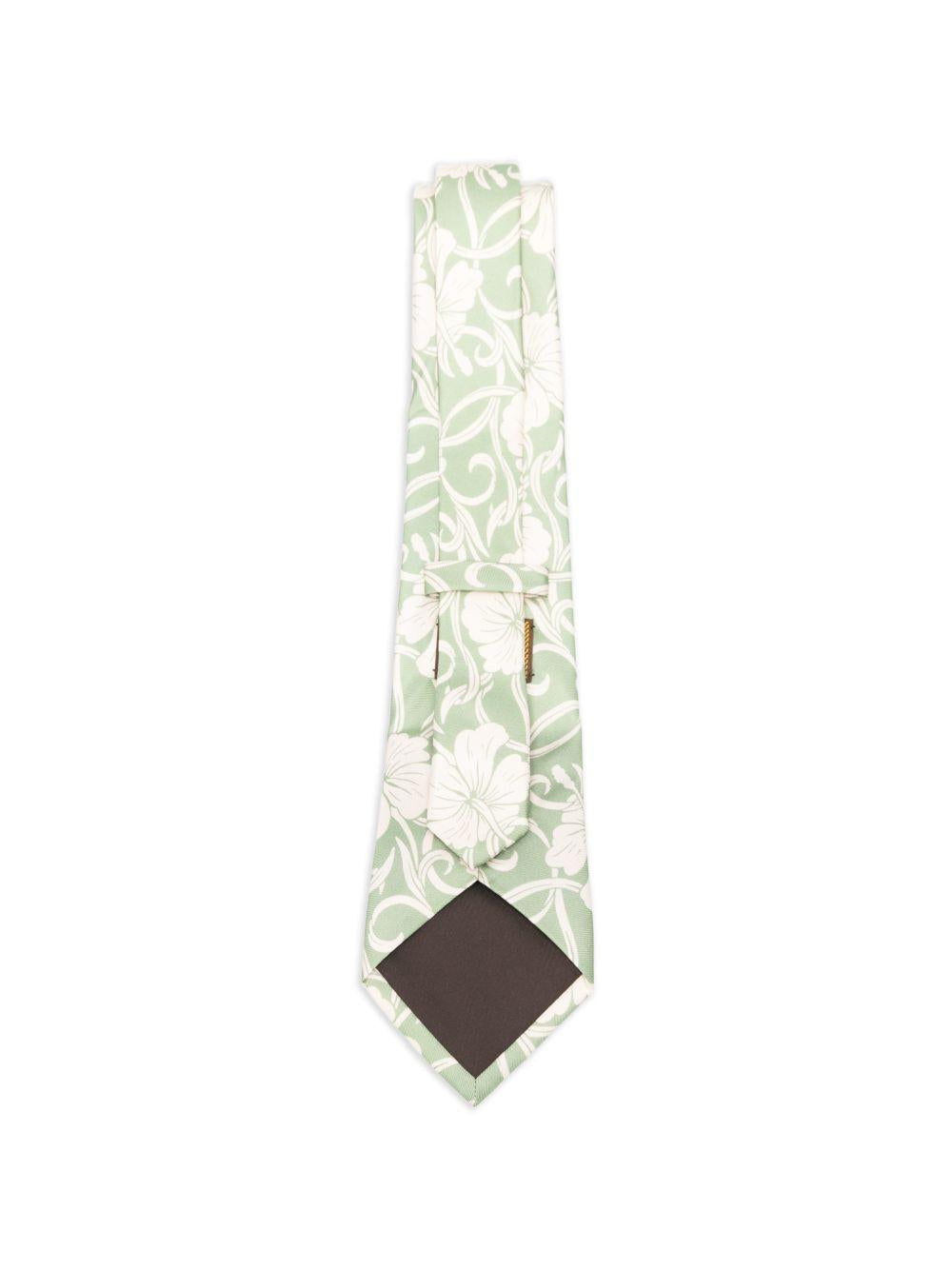 Cravate Hibiscus Monogramme KTI002SE028 LIGHT GREEN DROLE DE MONSIEUR 