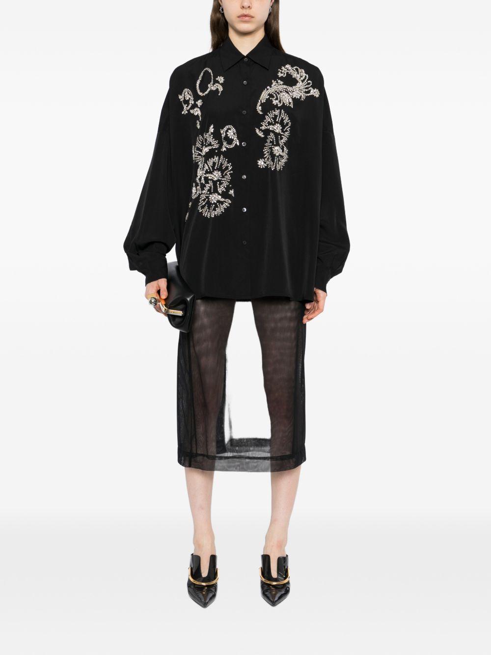 Rhinestones Embellished Shirt CASIAEMB3078 900 BLACK DRIES VAN NOTEN 