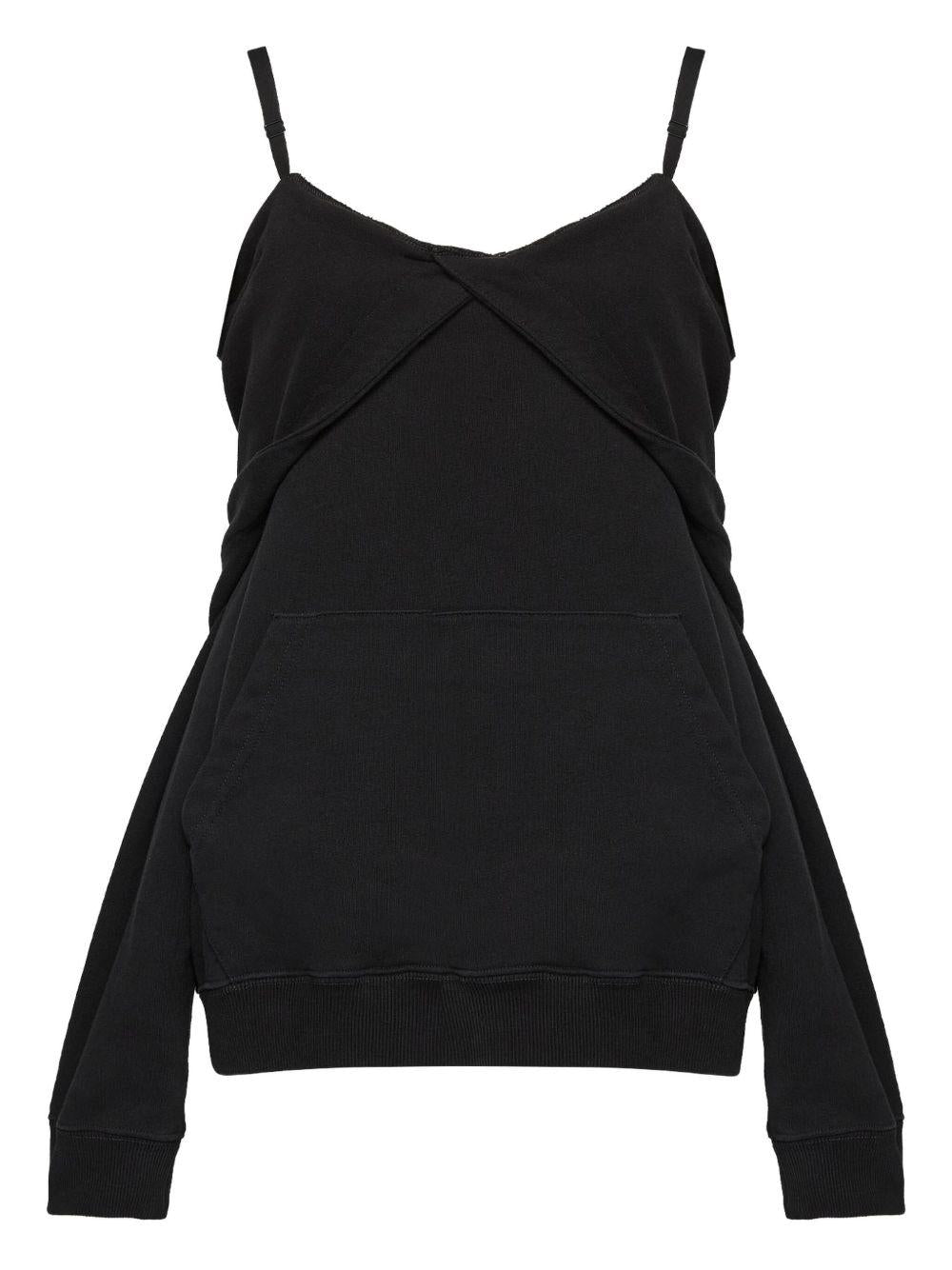 Felpa off-shoulder con cappuccio S52GU0244M25014 900 BLACK MM6 MAISON MARGIELA 