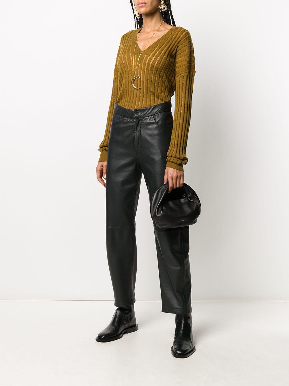V-Neck Semisheer Distressed Knit UK7126 UW240 MUSTARD UMA WANG 