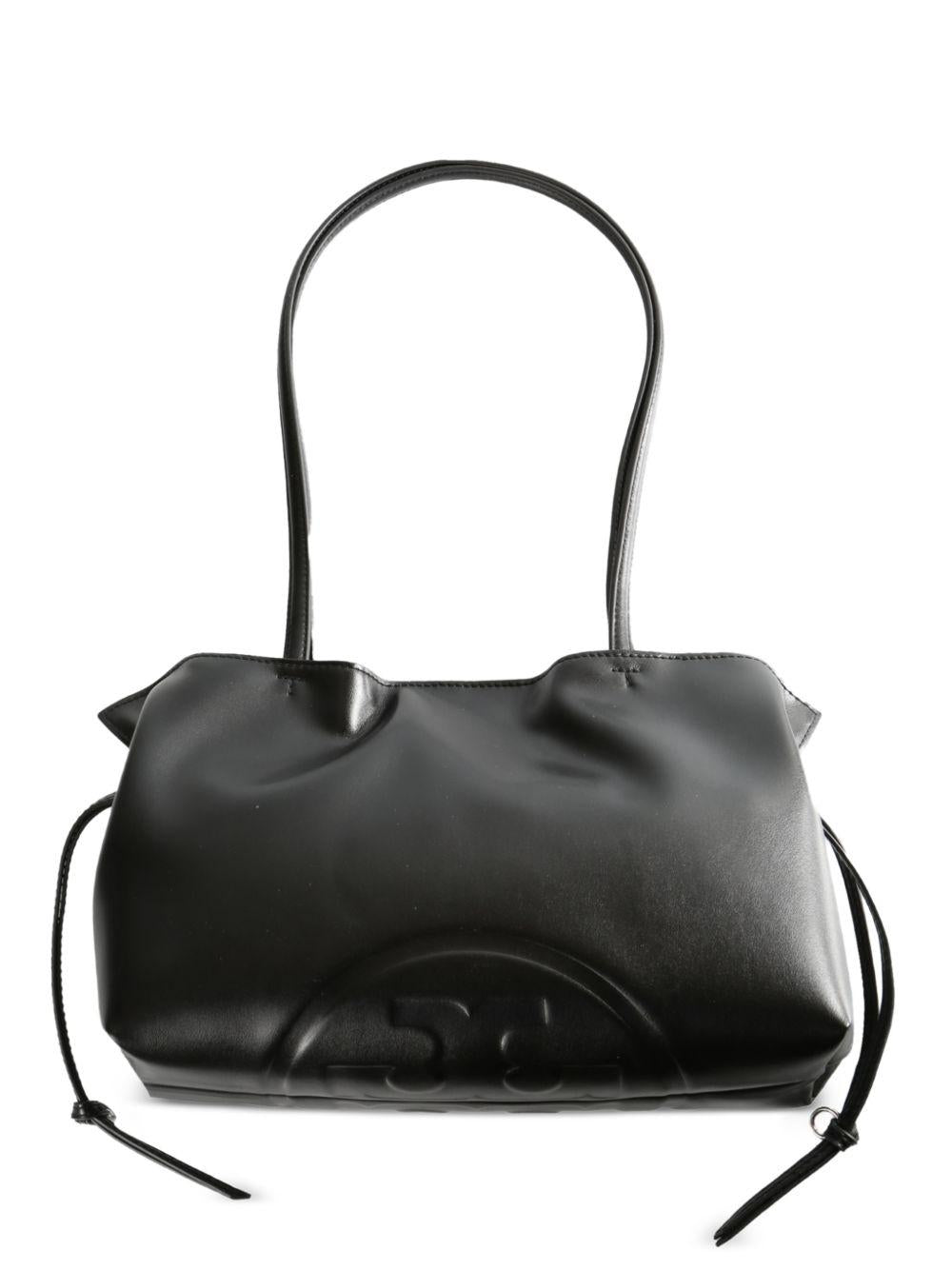 Ella Recycled Drawstring Logo Tote 178768 001 BLACK TORY BURCH 