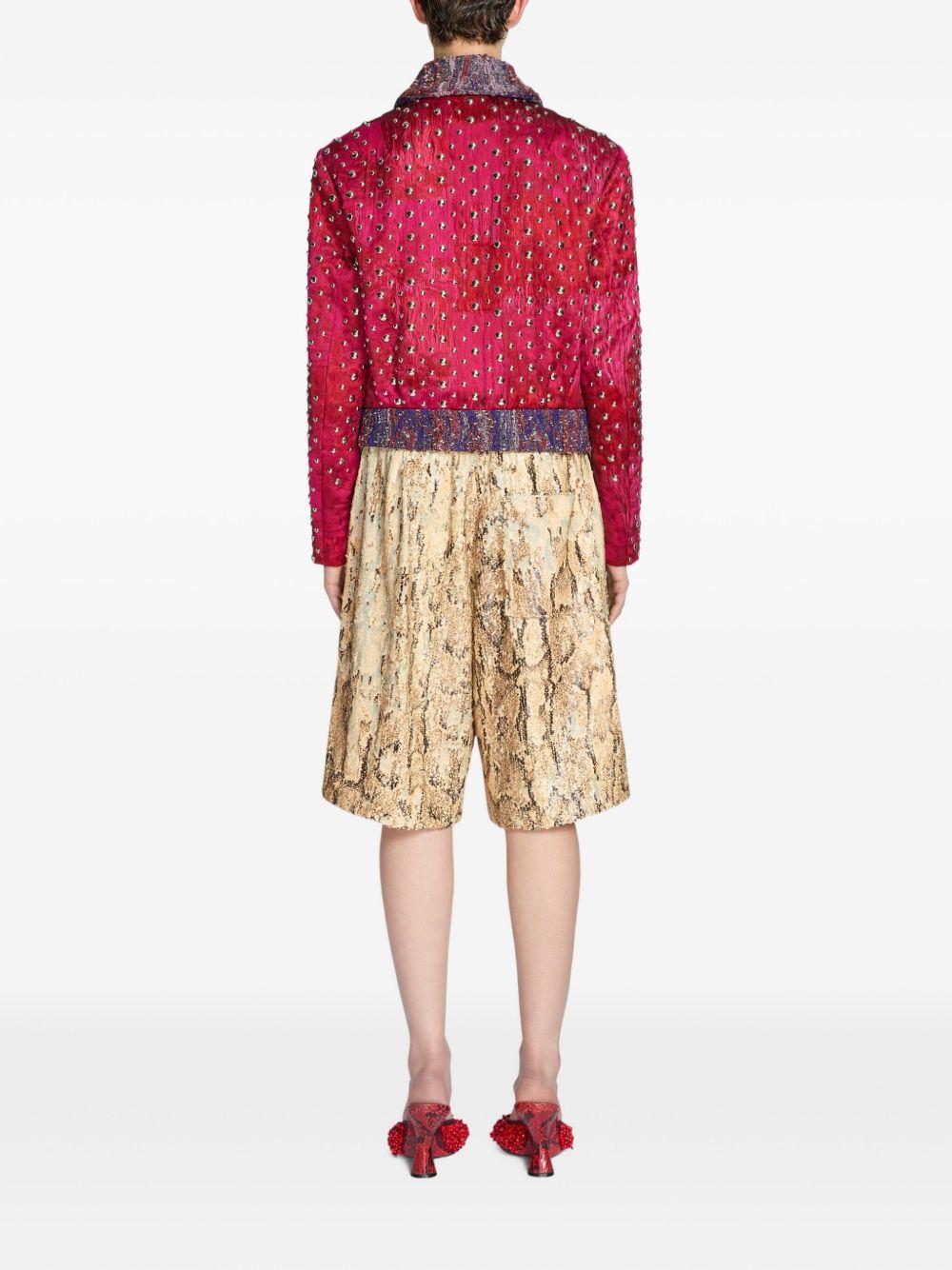 Shorts in cotone con paillettes.<BR/> 2510109421483 103 BEIGE DRIES VAN NOTEN 