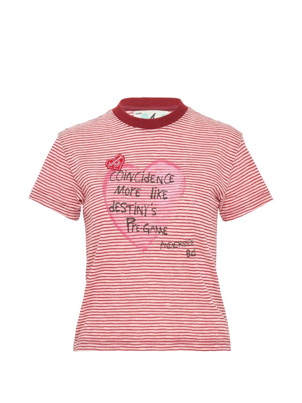 Heart Message Stripe T-Shirt ATB1465W PINK ANDERSSON BELL 