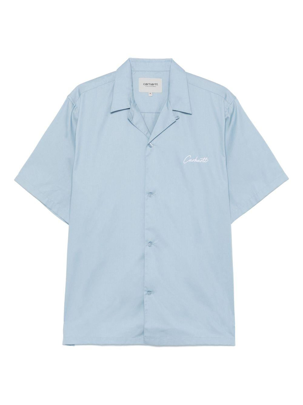 Camicia S/S In Tencel I031465 0ROXX FROSTED BLUE WHITE CARHARTT WIP 